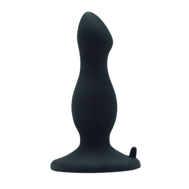 Czarny silikonowy plug analny z przyssawką 10,5 cm bez ftalanów