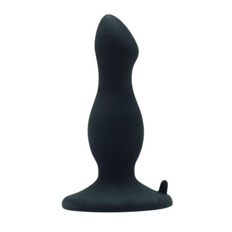Czarny silikonowy plug analny z przyssawką 10,5 cm bez ftalanów