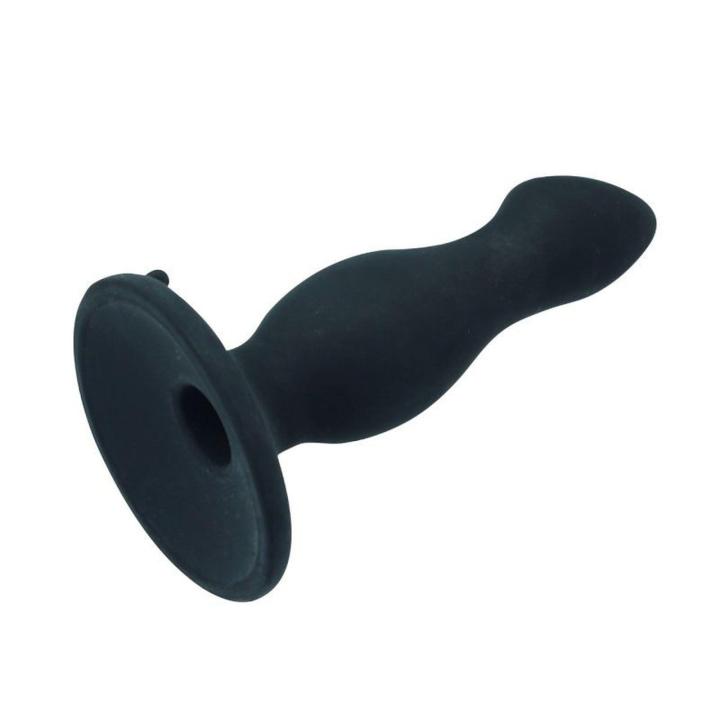 Czarny silikonowy plug analny z przyssawką 10,5 cm bez ftalanów