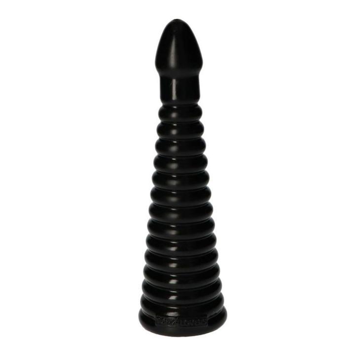 Duży czarny plug analny 26 cm z kulistą strukturą