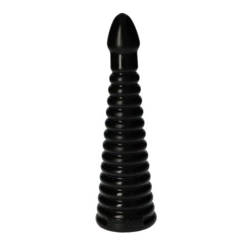 Duży czarny plug analny 26 cm z kulistą strukturą
