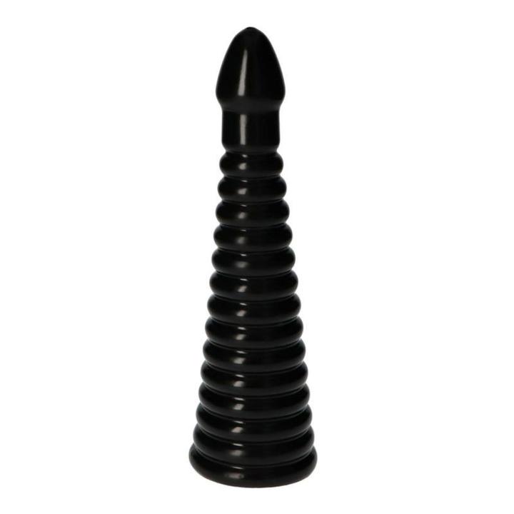 Duży czarny plug analny 26 cm z kulistą strukturą