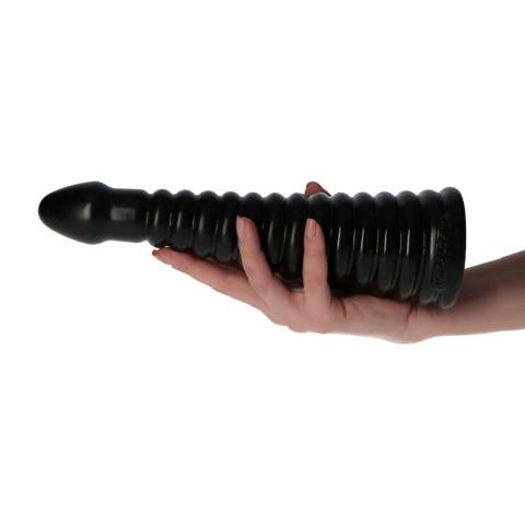 Duży czarny plug analny 26 cm z kulistą strukturą