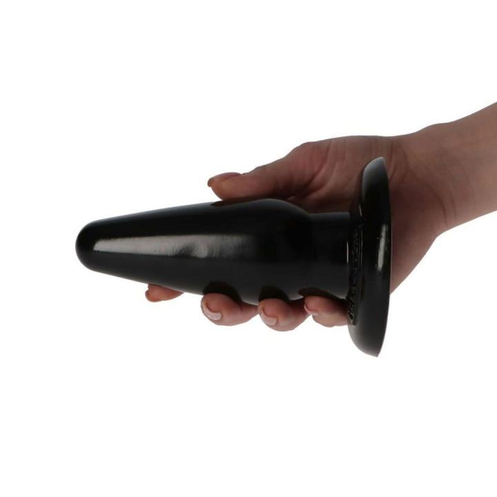 Czarny plug analny z przyssawką 12 cm – wodoodporny, dla początkujących