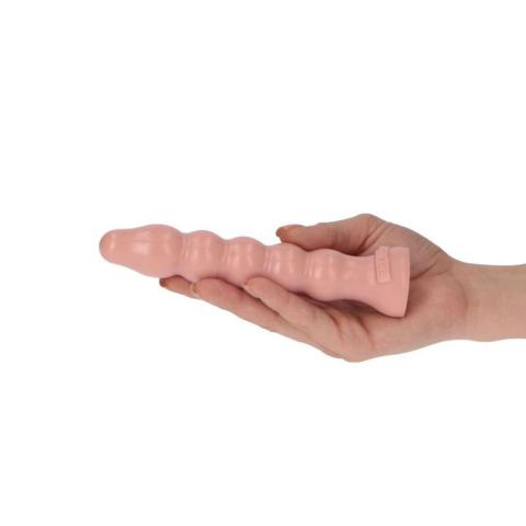Cielisty korek analny z kulkami 13 cm i przyssawką – wodoodporny