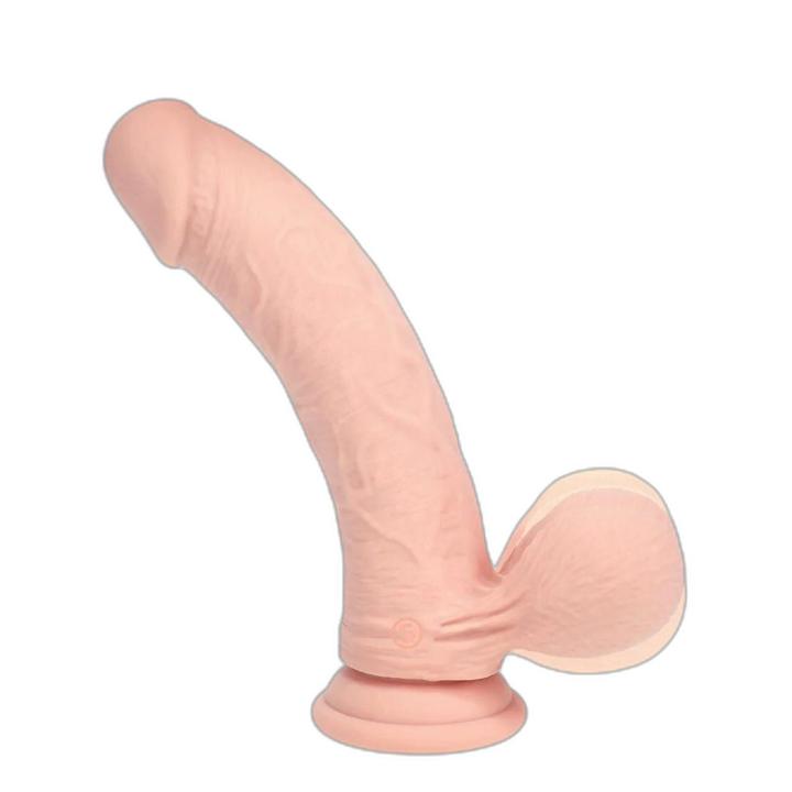 Cielisty wibrator z płynnego silikonu 18 cm z kulkami, 10 trybów, ładowany