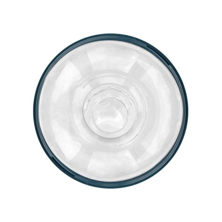 Transparentny masturbator 18 cm z wypustkami i żebrowaniem