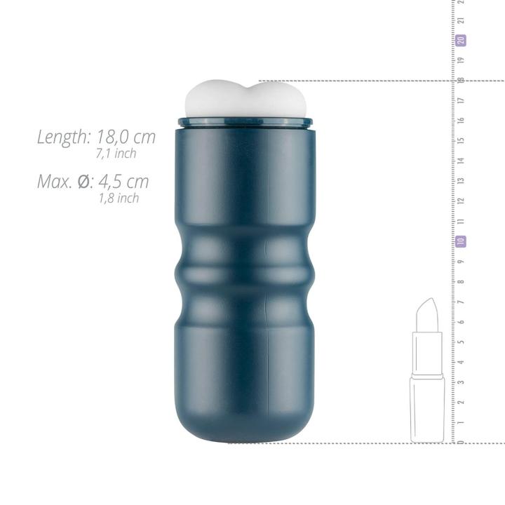 Biały masturbator analny 17 cm – żebrowany rękaw w dyskretnej obudowie