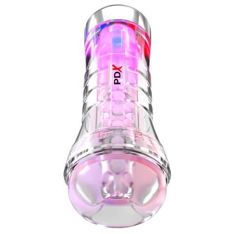 Przezroczysty masturbator XXL z LED i wkładką teksturowaną