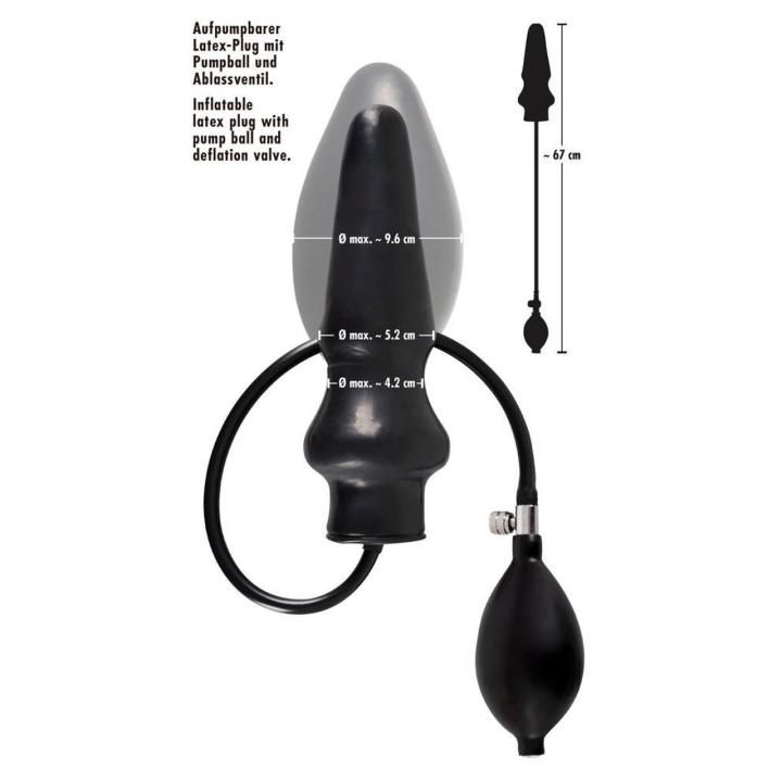 Nadmuchiwany plug analny lateksowy z pompką 20 cm