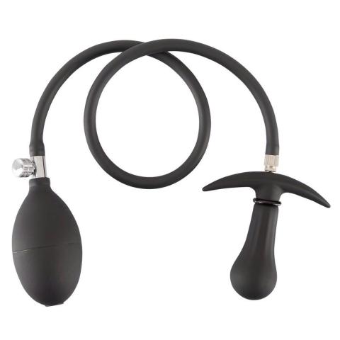 Pompowany plug analny z metalowym rdzeniem i pompką 8 cm