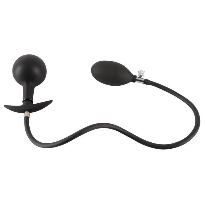 Pompowany plug analny z metalowym rdzeniem i pompką 8 cm