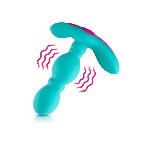 Wibrujący plug analny turkusowy – 20 trybów, silikon premium, usb