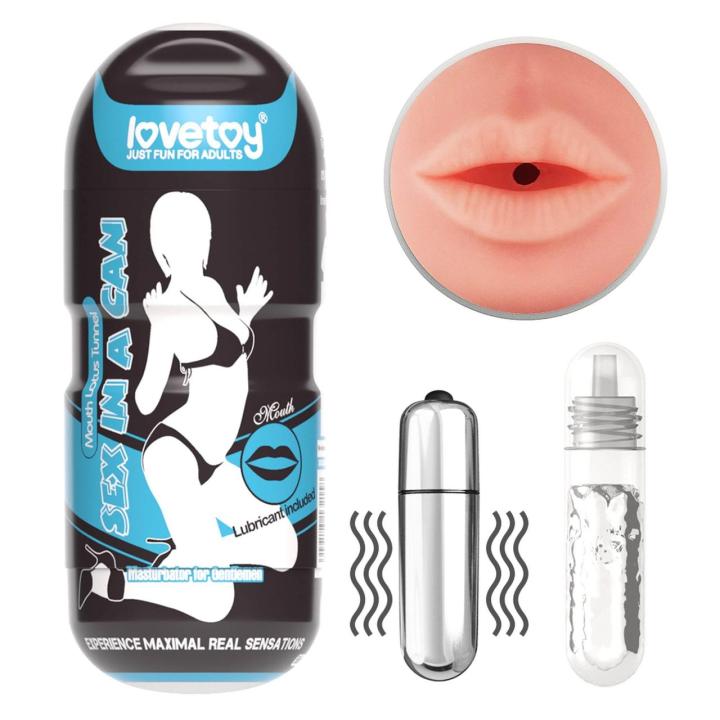 Wibrujący masturbator usta 16 cm z pociskiem i lubrykantem