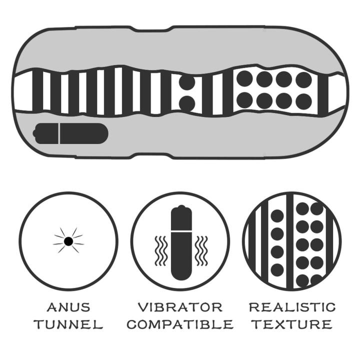 Wibrujący masturbator tunelowy 16 cm z cyber-skóry + lubrykant
