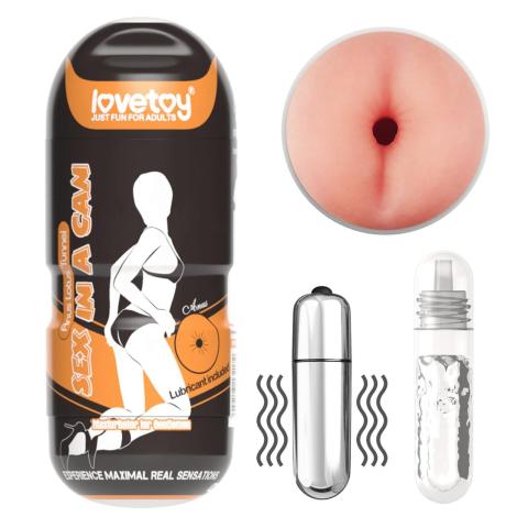 Wibrujący masturbator tunelowy 16 cm z cyber-skóry + lubrykant