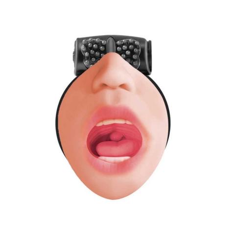 Realistyczny masturbator w kształcie ust z pierścieniem wibracyjnym 14,5 cm