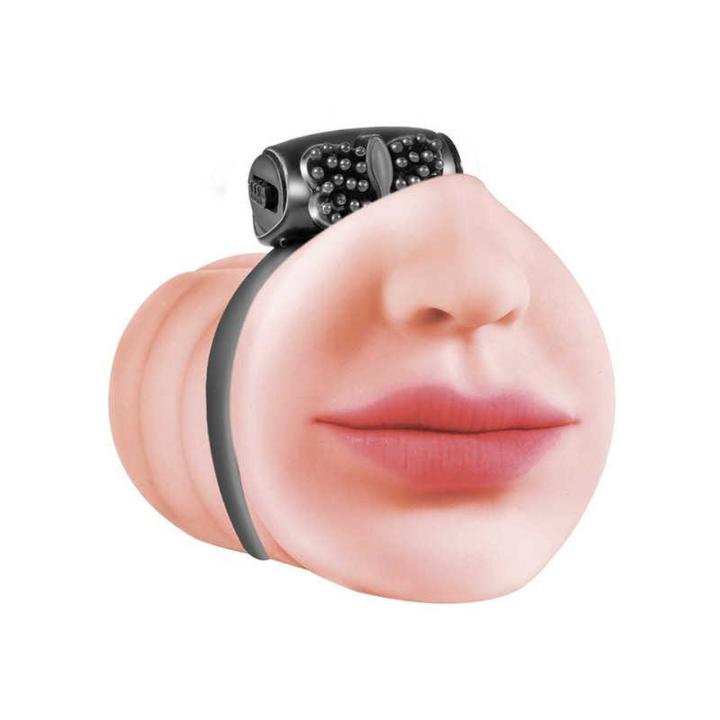Realistyczny masturbator w kształcie ust z pierścieniem wibracyjnym 14,5 cm
