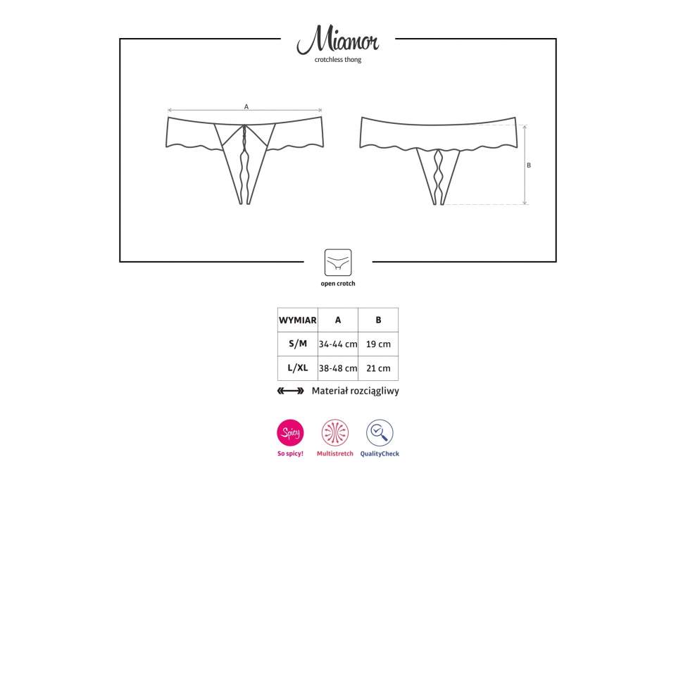 Koronkowe czarne stringi otwarte Obsessive Miamor