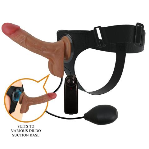 Realistyczne dildo strap-on z wibracją i funkcją squirting