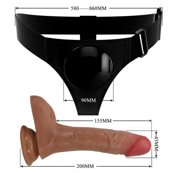 Realistyczne dildo strap-on z wibracją i funkcją squirting