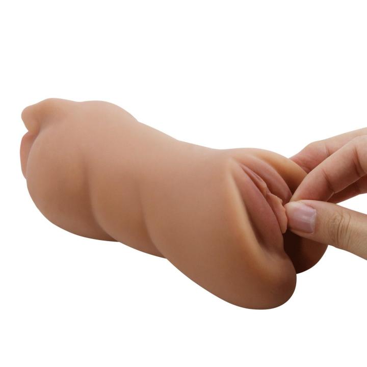 Realistyczny masturbator męski podwójny kanał z płaską podstawą