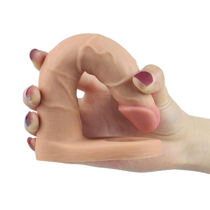 Podwójne dildo analne na ring 17,5 cm z TPE do podwójnej penetracji