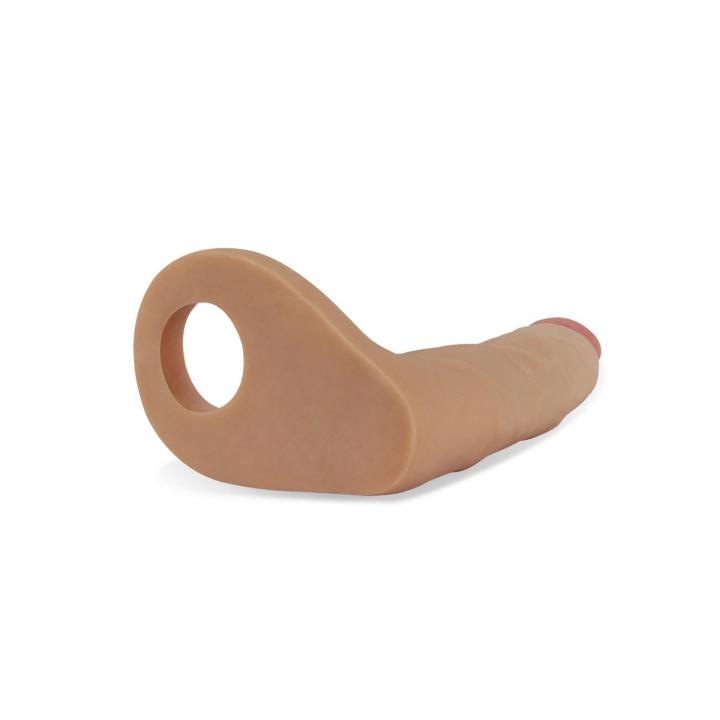 Podwójne dildo analne na ring 17,5 cm z TPE do podwójnej penetracji