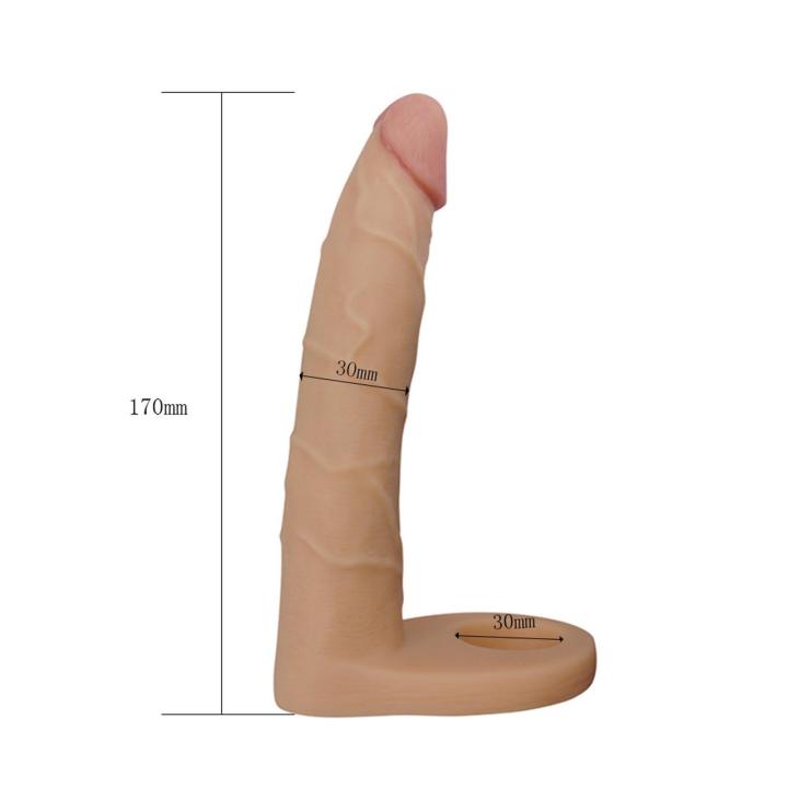 Podwójne dildo analne na ring 17,5 cm z TPE do podwójnej penetracji