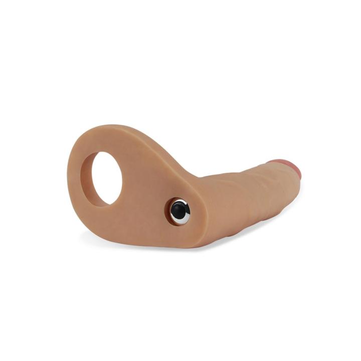 Podwójny wibrujący strap-on analny 17,5 cm z pierścieniami i 10 trybami