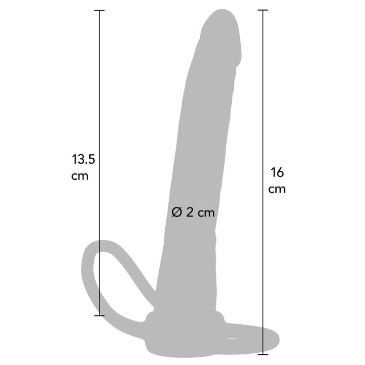 Podwójne dildo analne silikonowe 16 cm cieliste z uchwytami