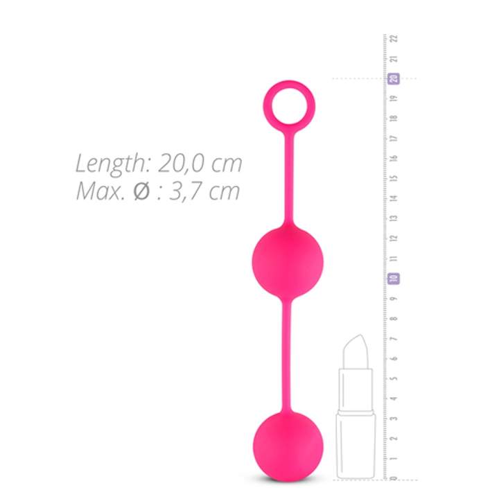 Podwójne różowe silikonowe kulki gejszy z pętelką – 82 g