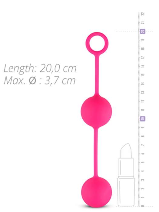 Podwójne różowe silikonowe kulki gejszy z pętelką – 82 g