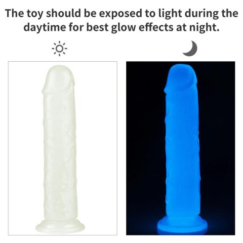 Świecące dildo z przyssawką 20,3 cm – realistyczna tekstura i glow