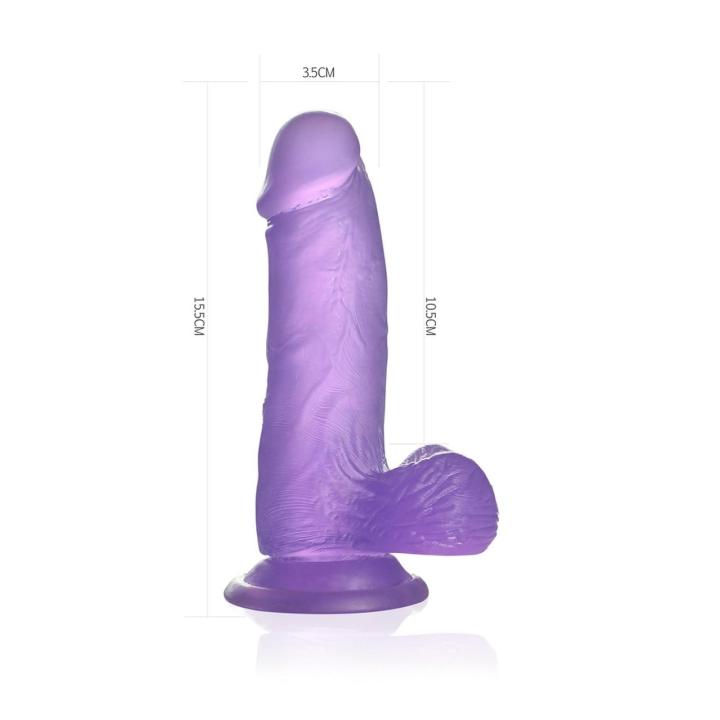 Fioletowe żelowe dildo realistyczne z przyssawką 15,0 cm