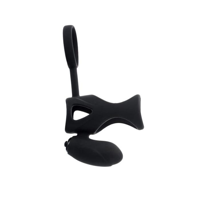 Pierścień erekcyjny z wibracją i stymulacją łechtaczki 14,5 cm czarny