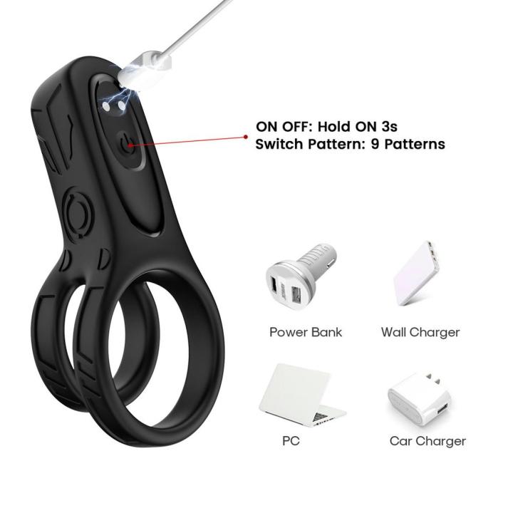 Wibrujący pierścień erekcyjny dla par 9 trybów USB wodoodporny