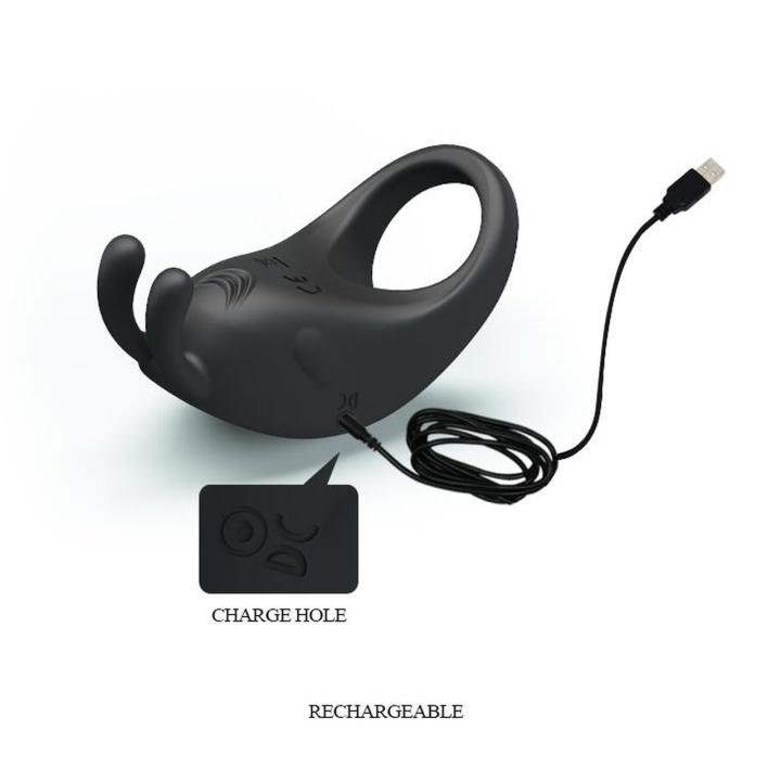 Wibrujący pierścień erekcyjny USB ze stymulatorem łechtaczki 7 trybów