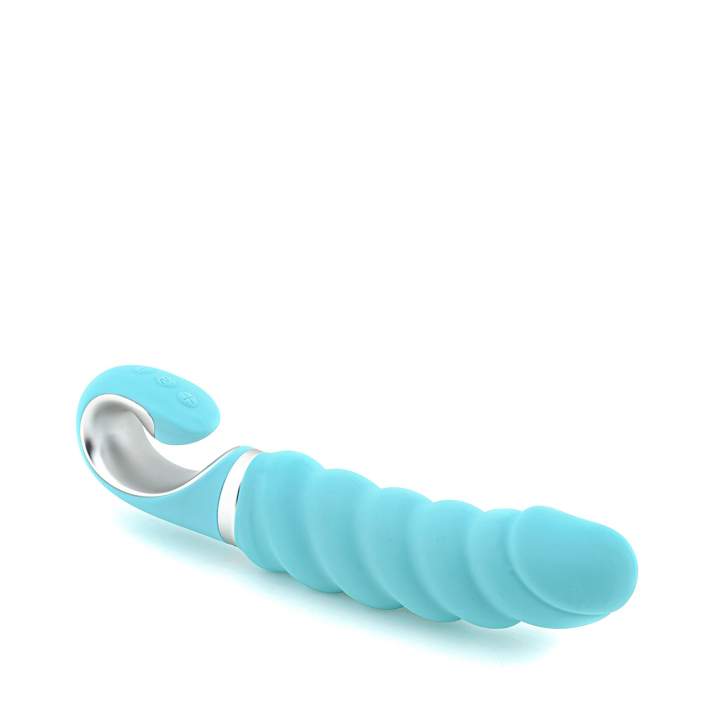 Miętowy klasyczny wibrator z silikonu o karbowanym kształcie – Gvibe 