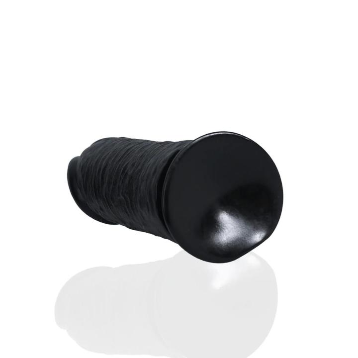 Realistyczne dildo ekstra grube 25,4 cm czarne z przyssawką i bazą do uprzęży