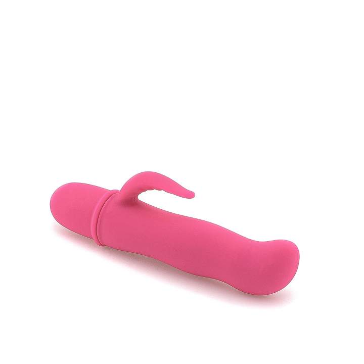 Różowy silikonowy wibrator mini z króliczkiem do masażu waginalnego i łechtaczki