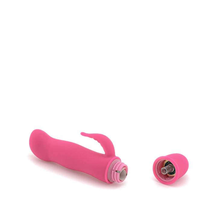 Różowy silikonowy wibrator mini z króliczkiem do masażu waginalnego i łechtaczki