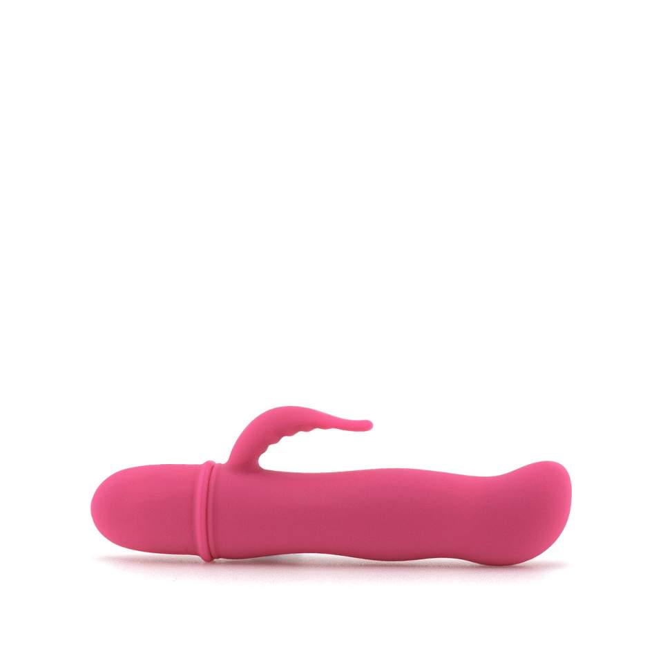 Różowy silikonowy wibrator mini z króliczkiem do masażu waginalnego i łechtaczki