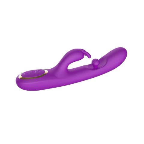 Purpurowy wibrator króliczek z rotacją i 3 silnikami 24,2 cm