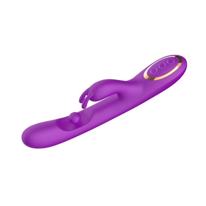Purpurowy wibrator króliczek z rotacją i 3 silnikami 24,2 cm