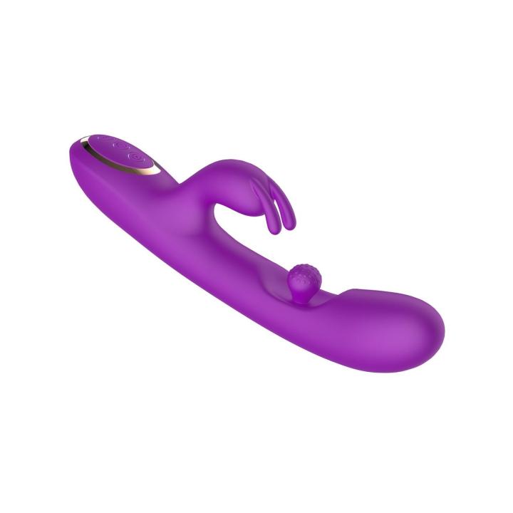 Purpurowy wibrator króliczek z rotacją i 3 silnikami 24,2 cm