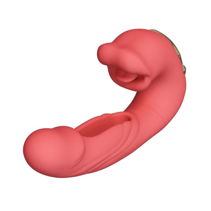Czerwony stymulator oralny efekt lizania i pulsacji 7 trybów wibracji