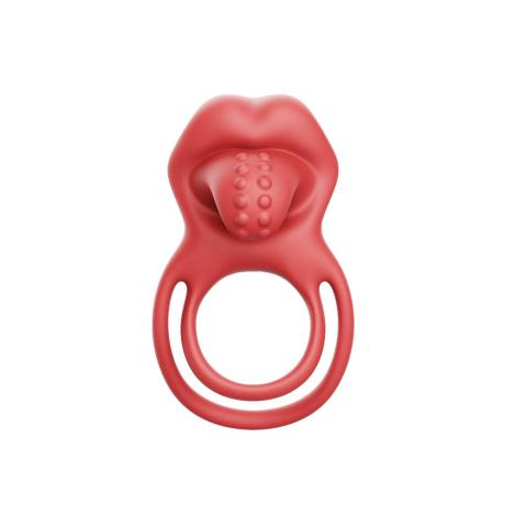 Podwójny pierścień erekcyjny z wibracją i języczkiem - 10 trybów, USB