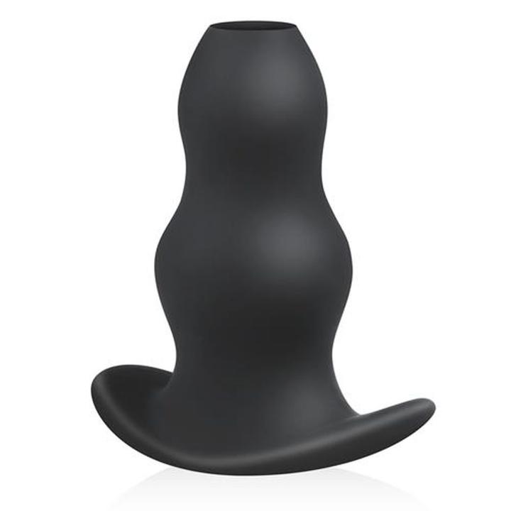 Duży wydrążony plug analny z silikonu 14 cm czarny