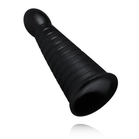 Duży plug analny XXL z przyssawką i żebrowaniem 25,9 cm czarny